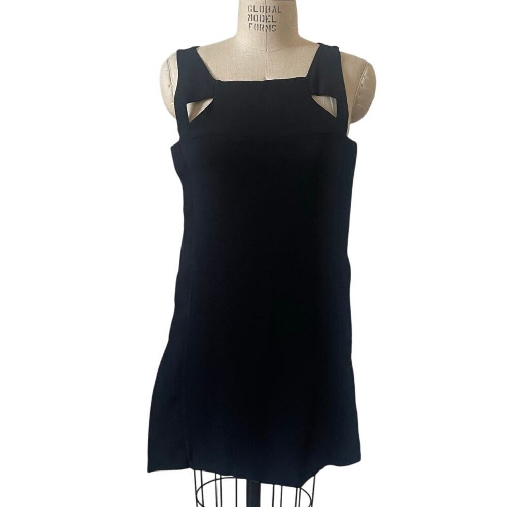 Hussein Chalayan Black Silk Crepe Sheath Dress w/ Cutouts Size 42/ US 10